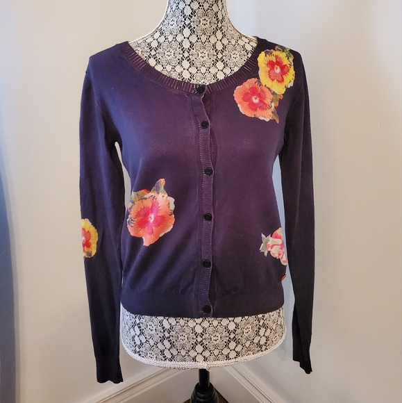 NWOT Armani Jeans Navy Floral Cardigan sz 46/XL - Picture 1 of 5
